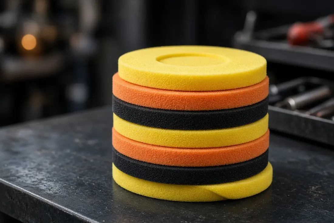 A stack of foam polishing pads