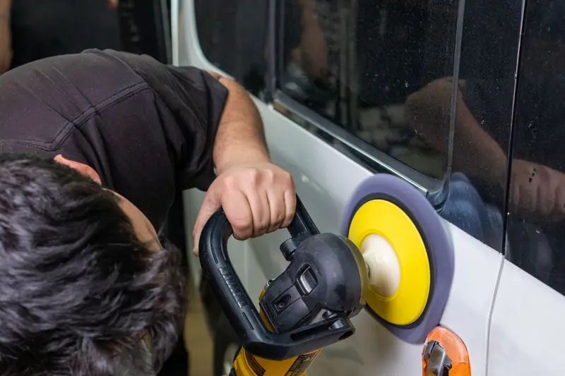 Paint correction underway in a workshop