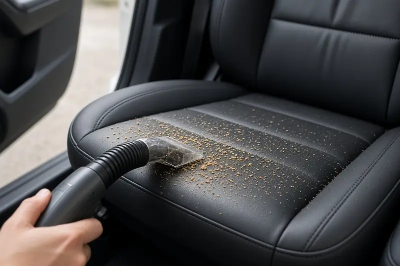 A compact vacuum on a car seat